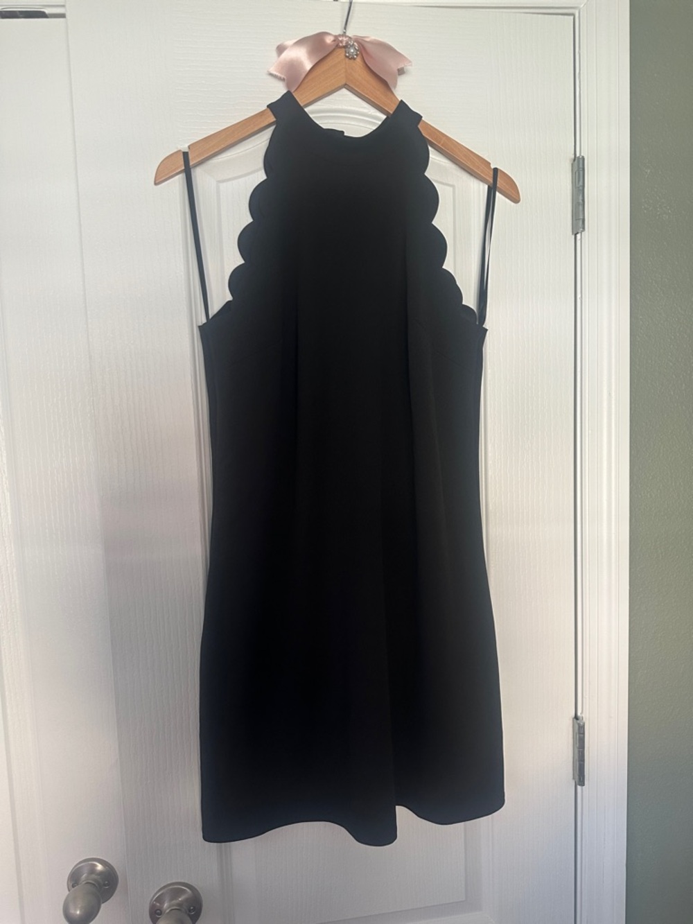 Scallop Halter Mini Dress in Black